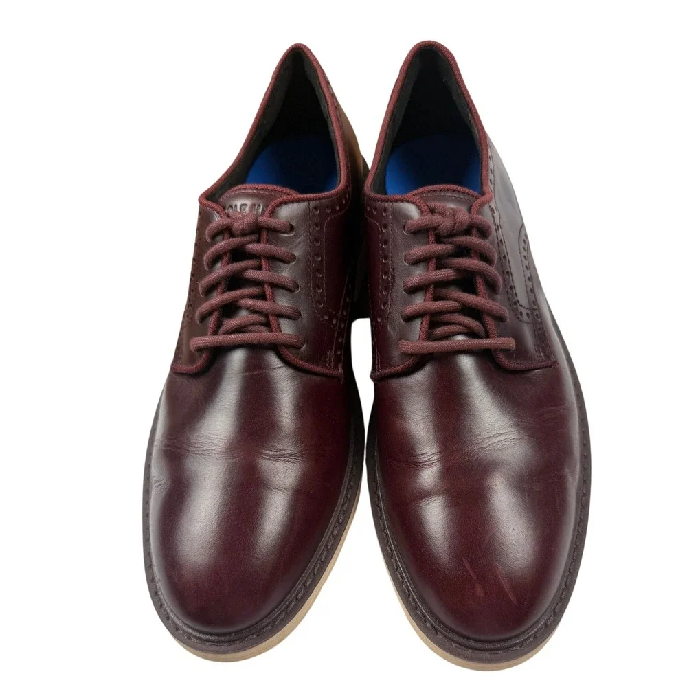 Cole Haan Grand 360 Mens Burgundy Leather Wingtip Oxford Shoes C37684 Size 8.5 M